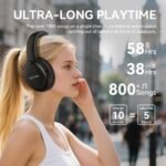 Bluetooth Headphones Over Ear, 40 Hours Playtime Wireless Headphones with Microphone,5.3 Bluetooth, HiFi Stereo Foldable Lightweight Headset, for Travel Work Cellphone(Black) - Image 3
