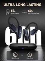 True Wireless Bone Conduction Earphones, OWS Open Ear Headphones with Earhooks, Bluetooth 5.3, Up to 60H Playtime with Case, IP68, AAC/SBC, for Cycling Yoga Workouts - Image 4