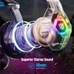 Ozeino Gaming Headset for PC, Ps4, Ps5, Xbox Headset with 7.1 Surround Sound, Gaming Headphones with Noise Cancelling Mic RGB Light Over Ear Headphones for Xbox Series X/S, Switch-Blue - Image 4