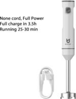 Cordless Hand Blender, UTALENT Variable Speed Immersion Blender Rechargeable, with 500ml Chopper, 600ml container, Egg Whisk, for Smoothies, Baby Food and Soups – White - Image 3