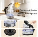 AZEUS Glass Electric Kettle - 1.8L Fast Boiling Auto-Shutoff & Anti-Dry Heat Safety Kettle for Home/Office, Borosilicate Glass with LED Indicator (white) - Image 4