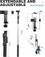 71" Phone Tripod Selfie Stick for iPhone/Android/Camera, Cell Phone Tripod Stand with Wireless Remote Control, Extendable Phone Mount 360° Rotation - Image 4