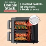 Ninja DoubleStack XL 2-Basket Air Fryer, Smart Cook System, DoubleStack Technology Cooks 4 Foods at Once, 10 QT, 6-in-1, Air Fry, Broil, Bake, Easy Meals, Easy Clean,Grey, SL401 (Renewed) - Image 3
