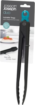 Joseph Joseph Duo Lockable Tongs Hygienic with Integrated Tool Rest & Non-Slip Feet, Suitable for Non-Stick Cookware, Heat-Resistant, BPA Free - Image 3