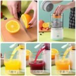 Electric Citrus Juicer, Automatic Orange Juice Extractor, White and Mint Green, Kitchen Appliance with Pour Spout - Image 4