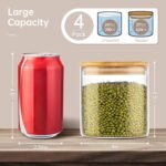 21oz - 4 Pack Glass Jars with Bamboo Lids, Glass Food Storage Containers with Airtight Lids, Air Tight Pantry Storage Containers for Coffee, Sugar, Spice, Meal Prep Jars for Salad & Fruit - Image 3
