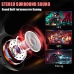 Ozeino Gaming Headset for PC, Ps4, Ps5, Xbox Headset with 7.1 Surround Sound, Gaming Headphones with Noise Cancelling Mic RGB Light Over Ear Headphones for Xbox Series X/S, Switch -Red - Image 3