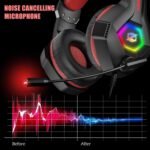 Ozeino Gaming Headset for PC, Ps4, Ps5, Xbox Headset with 7.1 Surround Sound, Gaming Headphones with Noise Cancelling Mic RGB Light Over Ear Headphones for Xbox Series X/S, Switch -Red - Image 4