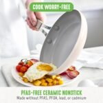GreenLife 10-Piece Nonstick Ceramic Cookware Set, Lightweight Healthy PFAS-Free Pots & Pans with Lids, Dishwasher & Oven Safe, Durable Body, Silicone Stay-Cool Handles, Easy Release, Taupe - Image 3