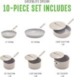 GreenLife 10-Piece Nonstick Ceramic Cookware Set, Lightweight Healthy PFAS-Free Pots & Pans with Lids, Dishwasher & Oven Safe, Durable Body, Silicone Stay-Cool Handles, Easy Release, Taupe - Image 4