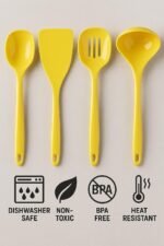 Reston Lloyd 100% Melamine Kitchen Utensil Set, Non Scratching Ladle, Spoon, Slotted Spoon & Spatula, Easy To Hold, Set of 4, Red - Image 3