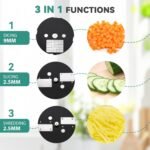 Newhai 3 in 1 Electric Vegetable Dicer Slicer Shredder Multifunctional Vegetable Chopper Automatic Veggie & Fruit Cutter Machine for Commercial & Home Use, 110V, 100W - Image 3