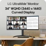 LG 34WR55QK-B 34-inch UltraWide WQHD (3440 x 1440) Curved Computer Monitor, 100Hz, 5ms, HDR10, Reader Mode, HDMI, DisplayPort, USB Type-C, Tilt/Height Adjustable Stand, Black - Image 4