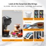 KOTLIE Single Cup Coffee Maker, Multi Capsule Machine Compatible With Various Capsule Types, 4 Temperature Settings, 7 Water Volume Levels,19 Bar(Glossy Black) - Image 4