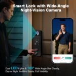 Smart Lock with Camera & Doorbell 6in1 Keyless Entry (Fingerprint/APP/Keypad Code/NFC/Temp Code/Key), 0.2s Fast Fingerprint, Voice Control, Auto Lock, Easy Install, 2.4GHz WiFi for Door - Image 5