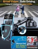HTU 2026 Upgraded [True Military-Grade] Car Phone Holder【Safety Certs & No Smell】 Cell Phone Holder for Car Mount for Dashboard Windshield Air Vent Long Arm Thick Case,Black - Image 5