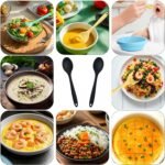 2 Pcs Small Silicone Spoons,8Inch Mixing Spoons for cooking,Heat Resistant for Kitchen Cooking Baking Stirring Mixing Tools (Black A) - Image 4
