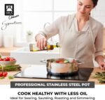 BRA COOKWARE Signature Stainless Steel Stock Pot w/Glass Lid | 8 Inch 2.4 Quart Professional Grade Cooking Pot | PFOA Free Deep Pot | All Cooktops | All Cooktops (incl. Induction) & Oven Safe - Image 4