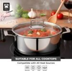 BRA COOKWARE Signature Stainless Steel Stock Pot w/Glass Lid | 8 Inch 2.4 Quart Professional Grade Cooking Pot | PFOA Free Deep Pot | All Cooktops | All Cooktops (incl. Induction) & Oven Safe - Image 5