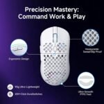 DIERYA M1 Wireless Gaming Mouse, 24000DPI, 180Hrs Battery, 16.8M RGB, 6 Programmable Buttons, Lightweight, Tri-Mode (2.4G/BT5.2/USB-C) for PC/Mac/Laptop - White - Image 4