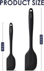 Heat Resistant 600℉ Silicone Spatula, BPA Free Mixing Spatulas set Dishwasher Safe for Nonstick Cookware, Black - Image 3