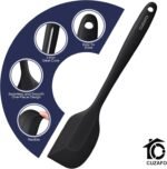 Heat Resistant 600℉ Silicone Spatula, BPA Free Mixing Spatulas set Dishwasher Safe for Nonstick Cookware, Black - Image 5