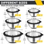 TeamFar Mixing Bowls with Lids Set of 6, Stainless Steel Metal Salad Bowls with Non-Slip Bottom, For Mixing Serving Prepping, Healthy & Heavy Duty, Black,4.6/3.5/2/1.5/1/0.7 QT - Image 3