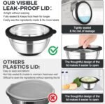 TeamFar Mixing Bowls with Lids Set of 6, Stainless Steel Metal Salad Bowls with Non-Slip Bottom, For Mixing Serving Prepping, Healthy & Heavy Duty, Black,4.6/3.5/2/1.5/1/0.7 QT - Image 4