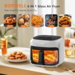 BOSWELL Glass Air Fryer, 7.5QT with Transparent Fry Bowl, Circulating Heating, Temperature Control, Air Fryer Roast, Dishwasher Safe (white) - Image 3