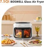 BOSWELL Glass Air Fryer, 7.5QT with Transparent Fry Bowl, Circulating Heating, Temperature Control, Air Fryer Roast, Dishwasher Safe (white) - Image 4