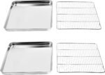 Wildone Baking Sheet & Rack Set [2 Sheets + 2 Racks], Stainless Steel Cookie Pan with Cooling Rack, Size 16 x 12 x 1 Inch, Non Toxic & Heavy Duty & Easy Clean - Image 3