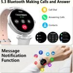 Smart Watches for Women Android iOS, 1.2'' Fitness Trackers with Bluetooth Call (Answer/Make), Smartwatch with Heart Rate,Sleep Monitor, IP68 Waterproof,100+ Sports Mode,White and Silver - Image 3