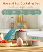 12Pack 6oz Stainless Steel Snack Containers and 2oz Salad Dressing To Go Containers with Silicone Lids, Reusable Square Meal Prep Condiment Sauce Containers Lunch Box Accessories - Image 3