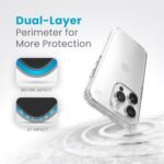 Speck Clear iPhone 15 Pro Case - Drop Protection - Scratch Resistant, Anti-Yellowing, 6.1 Inch Phone Case - Presidio Clear/Clear - Image 4