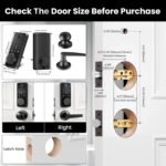 Smart Lock with Handles, Fingerprint Door Lock App Control, Keyless Entry Door Lock Set, Electronic Keypad Deadbolt, Auto & One Touch Lock, Easy Installation, IP54, Digital Smart Code - Image 7