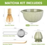 Farielyn-X Matcha Whisk Set, Japanese Tea Set (5pcs) includes Matcha Bowl with Spout (19 oz), Bamboo Whisk, Matcha Scoop, Matcha Whisk Holder (Chasen Holder), Stainless Steel Sifter, Macha Kit - Image 3