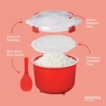 Sistema Microwave Rice Cooker & Round Microwave Food Container Set | 2.6L, 915ml | Food Containers with Steam-Release Vents | BPA-Free | 2 Count - Image 3