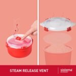 Sistema Microwave Rice Cooker & Round Microwave Food Container Set | 2.6L, 915ml | Food Containers with Steam-Release Vents | BPA-Free | 2 Count - Image 6