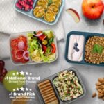 Bentgo Prep - 2-Compartment Snack Containers with Lids - Reusable, Microwaveable, Durable, PFAS & BPA-Free, Freezer and Dishwasher-Safe Meal Prep Food Storage - 10 Trays & 10 Lids (Deep Teal) - Image 3