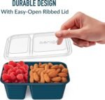 Bentgo Prep - 2-Compartment Snack Containers with Lids - Reusable, Microwaveable, Durable, PFAS & BPA-Free, Freezer and Dishwasher-Safe Meal Prep Food Storage - 10 Trays & 10 Lids (Deep Teal) - Image 5