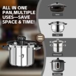 TIBORANG 8.5 QT Stainless Steel Pressure Cooker, [Multi-Cooker for Gas & Induction Stove] [Saves 70% Cooking Time] [One-Hand Operation], Family Size for 3-5 People, Olla de Presion - Image 4