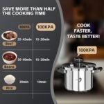 TIBORANG 8.5 QT Stainless Steel Pressure Cooker, [Multi-Cooker for Gas & Induction Stove] [Saves 70% Cooking Time] [One-Hand Operation], Family Size for 3-5 People, Olla de Presion - Image 5