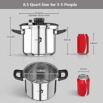 TIBORANG 8.5 QT Stainless Steel Pressure Cooker, [Multi-Cooker for Gas & Induction Stove] [Saves 70% Cooking Time] [One-Hand Operation], Family Size for 3-5 People, Olla de Presion - Image 6