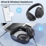 Bluetooth 5.2 Hybrid Active Noise Cancelling Headphones for Airplane Travel, 90H Playtime Wired and Wireless Over Ear ANC Headset for Adults, Android, Home Office - Image 4