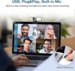 2K Webcam, Full HD Webcam for PC, Web Camera with Microphone, Tripod, Auto-Focus, Privacy Cover, USB, for Live Streaming & Video Conferencing - Image 5