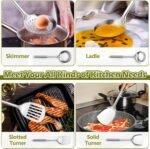E-far Cooking Utensils Set, 10-Piece Stainless Steel Kitchen Utensils with Holder, Metal Heat Resistant Kitchen Cookware Tool Spatula Set for Cooking, Easy Clean & Dishwasher Safe - Image 4