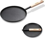 Frying Pan Skillet 8-inch Flat Griddle Pan, Lightweight Small Grill Pan with Wooden Handle for Camping Indoor Outdoor Cooking - Image 3