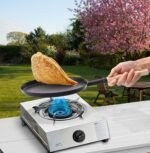 Frying Pan Skillet 8-inch Flat Griddle Pan, Lightweight Small Grill Pan with Wooden Handle for Camping Indoor Outdoor Cooking - Image 5