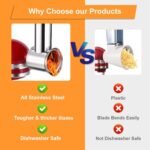 Large Stainless Steel Slicer Shredder Attachment for KitchenAid Mixers,Dishwasher Safe Vegetable Cheese Grater Accessories with 4 Cutting Blades by KINGEAGLE - Image 4