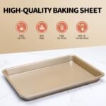 Vinino Baking Sheet Set of 3, Cookie Sheets For Baking with Square Texture Pattern, Thicker Carbon Steel Non-stick Baking Pan Half/Quarter/Jelly Roll Pans Tray for Oven - Image 6